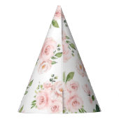 Roze bloemen, roze rozen, Waterverf bloemen Feesthoedjes (Achterkant)