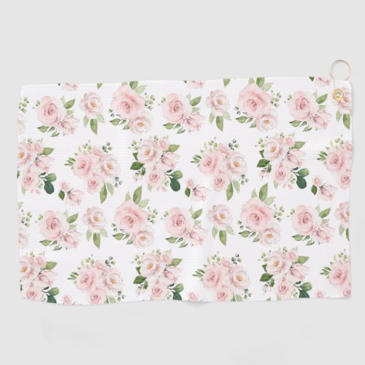 Roze bloemen, roze rozen, Waterverf bloemen Golfhanddoek (Horizontaal)