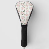 Roze bloemen, roze rozen, Waterverf bloemen Golfheadcover (Voorkant)
