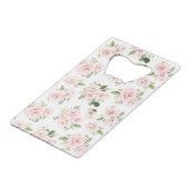 Roze bloemen, roze rozen, Waterverf bloemen Kredietkaart Flessenopener (Voorkant Gekanteld)