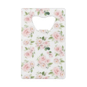 Roze bloemen, roze rozen, Waterverf bloemen Kredietkaart Flessenopener (Achterkant)