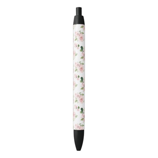 Roze bloemen, roze rozen, Waterverf bloemen Zwarte Inkt Pen (Voorkant Verticaal)