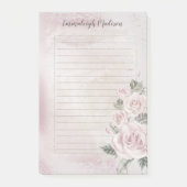 Roze Bloemen Rozen Elegant Lined Gepersonaliseerd Post-it® Notes (Voorkant)