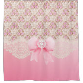 roze bloemen Rozen lint en kant Douchegordijn (Voorkant)