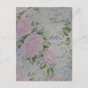 Roze bloemen rozen vintage briefkaart