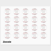 Roze Bloemen Rozen Waterverf Script Dank u Ronde Sticker (Vel)