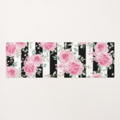 Roze Bloemen Rozen Zwart Strepen Yoga Mat (Achterkant (horizontaal))