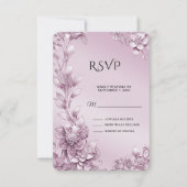 Roze Bloemen RSVP Kaart (Voorkant)