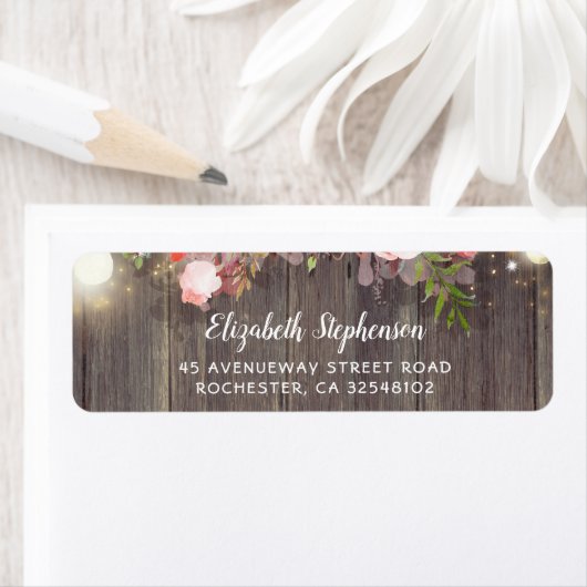 Roze Bloemen Rustiek Etiket (Insitu)