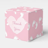 Roze Bloemen Rustiek Hout Dank u Cupcake Box Bedankdoosjes (Voorkant Zijde)