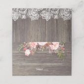 Roze Bloemen Rustieke Houten Bruiloft (Buitenkant ongevouwen)