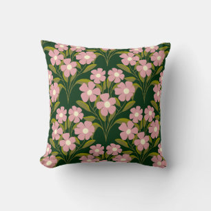 Roze Bloemen Sage Groene bladeren patroon Kussen