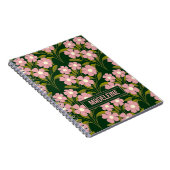 Roze Bloemen Sage Groene bladeren patroon Notitieboek (Rechterzijde)