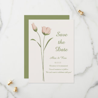 Roze Bloemen Save the Date Kaart