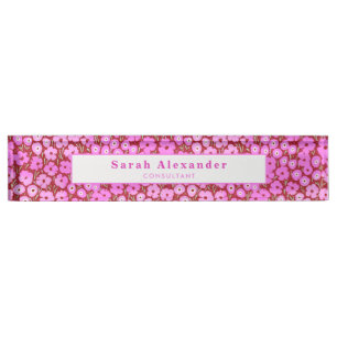 Roze Bloemen Schattige Bureau Accessoires Nieuw Jo Naambordje