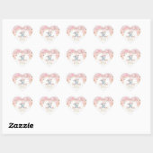 Roze Bloemen Schattige Olifant Baby shower Hart Sticker (Vel)