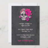 Roze Bloemen Schedel Dag van de Dode Halloween Kaart (Achterkant)