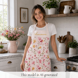 Roze bloemen schort