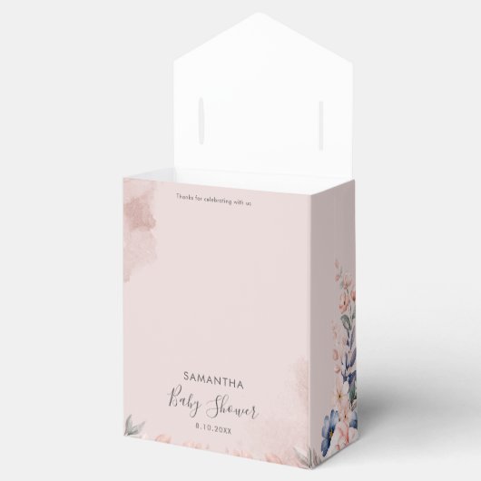 Roze Bloemen Script Modern Baby shower Bedankdoosjes (Geopend)