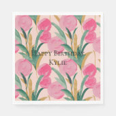 Roze bloemen servet (Voorkant)