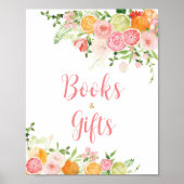 Roze Bloemen Sinaasappel Citrus boeken en geschenk Poster (Voorkant)