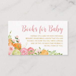 Roze Bloemen Sinaasappel Citrus Boeken voor Baby Informatiekaartje