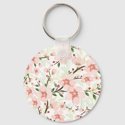 Roze bloemen sleutelhanger (Voorkant)