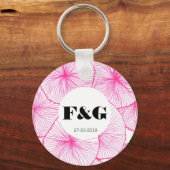  roze bloemen sleutelhanger (Voorkant)