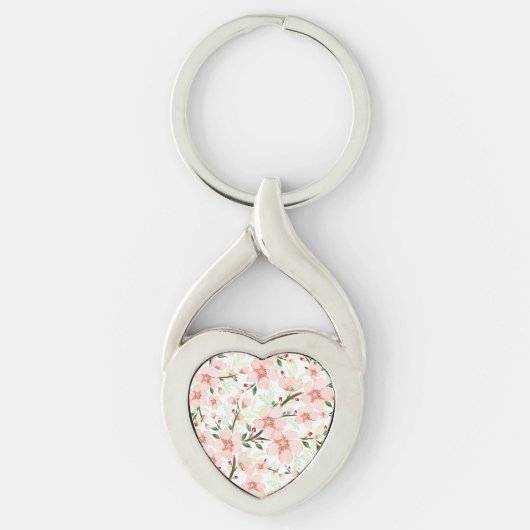 Roze bloemen sleutelhanger (Voorkant)
