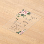 Roze Bloemen Spaans Bruiloft Acryl Uitnodigingen (Laagn)