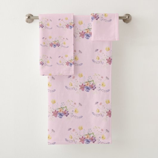 Roze Bloemen Spray Boeket Bad Handdoek (Insitu)