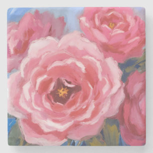 Roze bloemen stenen onderzetter