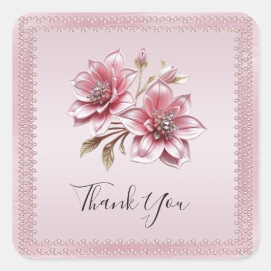 Roze bloemen Sticker (Voorkant)