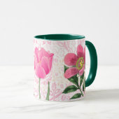 Roze Bloemen Stijl Mok Cup (Voorkant rechts)