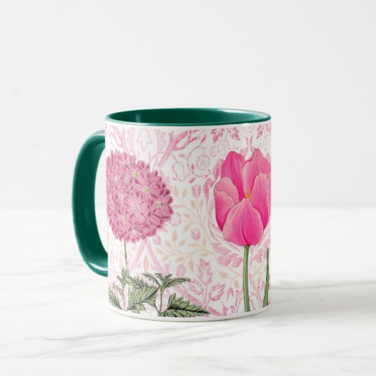 Roze Bloemen Stijl Mok Cup (Voorkant links)