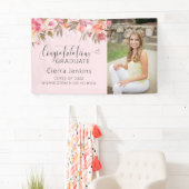 Roze Bloemen String Licht Afstuderen Banner (Insitu)