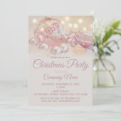 Roze Bloemen String Lights Corporate Holiday Party Kaart (Staand voorkant)