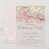 Roze Bloemen String Lights Corporate Holiday Party Kaart (Voorkant / Achterkant)