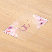 roze bloemen Tafelnummers Acryl Uitnodigingen (Laagn)