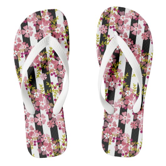 Roze bloemen teenslippers (Voetbed)