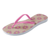 Roze bloemen teenslippers (Schuin)