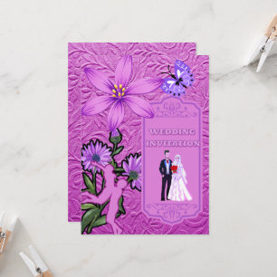 Roze Bloemen Textuur Islamitische Huwelijksuitnodi Kaart