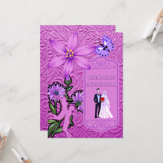 Roze Bloemen Textuur Islamitische Huwelijksuitnodi Kaart