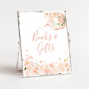 Roze Bloemen Thee voor Twee Baby shower Boeken & G Poster