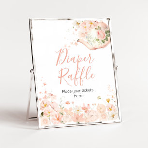 Roze Bloemen Thee voor Twee Baby shower Luier Raff Poster