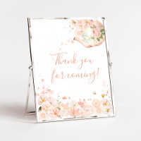 Roze Bloemen Thee voor Twee Bedankt voor het komen