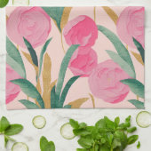 Roze bloemen theedoek (Gevouwen)