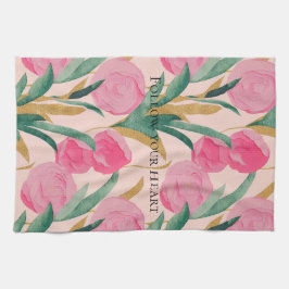 Roze bloemen theedoek