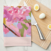 Roze bloemen theedoek (Quarter Fold)