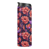 Roze bloemen thermosbeker (Geroteerd rechts)